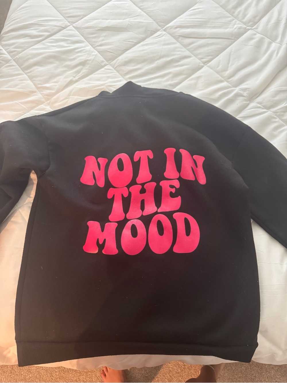 SHEIN Black Sweatshirt with Hot Pink "NOT IN THE MOOD" Graphic
